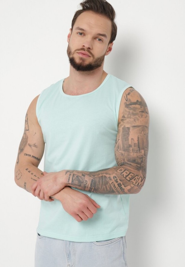 Miętowa Klasyczna Koszulka Tank Top Bez Rękawów Lakeana