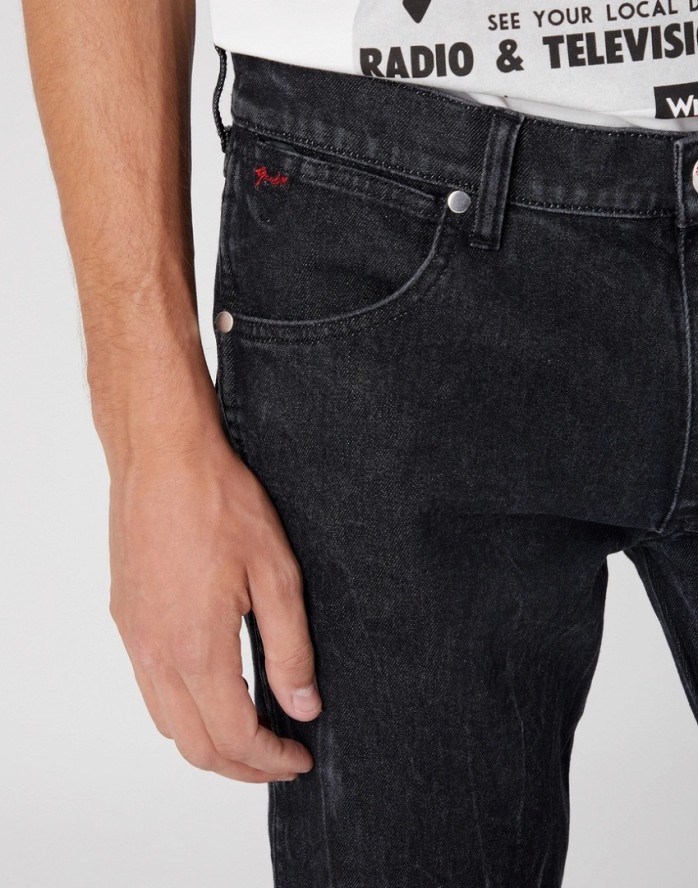 WRANGLER LARSTON MĘSKIE SPODNIE JEANSOWE JEANS BASS BLACK W18S3018O 112326029