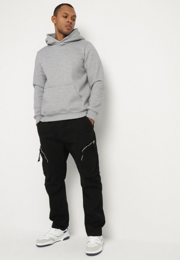 Czarne Spodnie Cargo z Bawełny z Kieszeniami Aliria