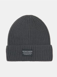Prążkowana czapka beanie - szary