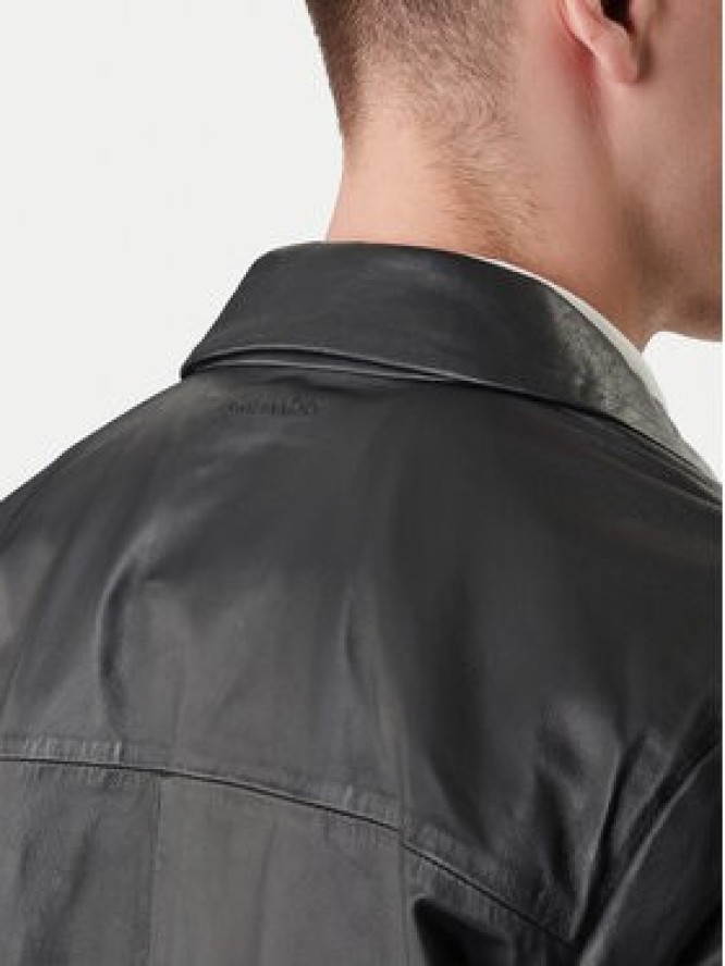 Calvin Klein Kurtka skórzana LV04LF423G Czarny Regular Fit