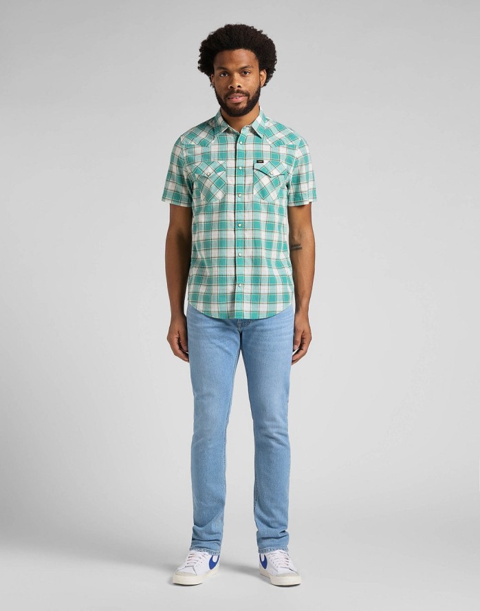 LEE SS WESTERN SHIRT MĘSKA KOSZULA TEAL WASH L66OOBUB 112145388