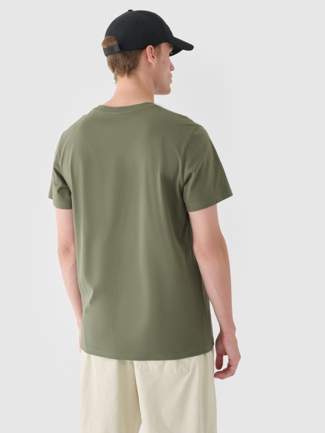 4F T-shirt regular z nadrukiem męski - khaki M
