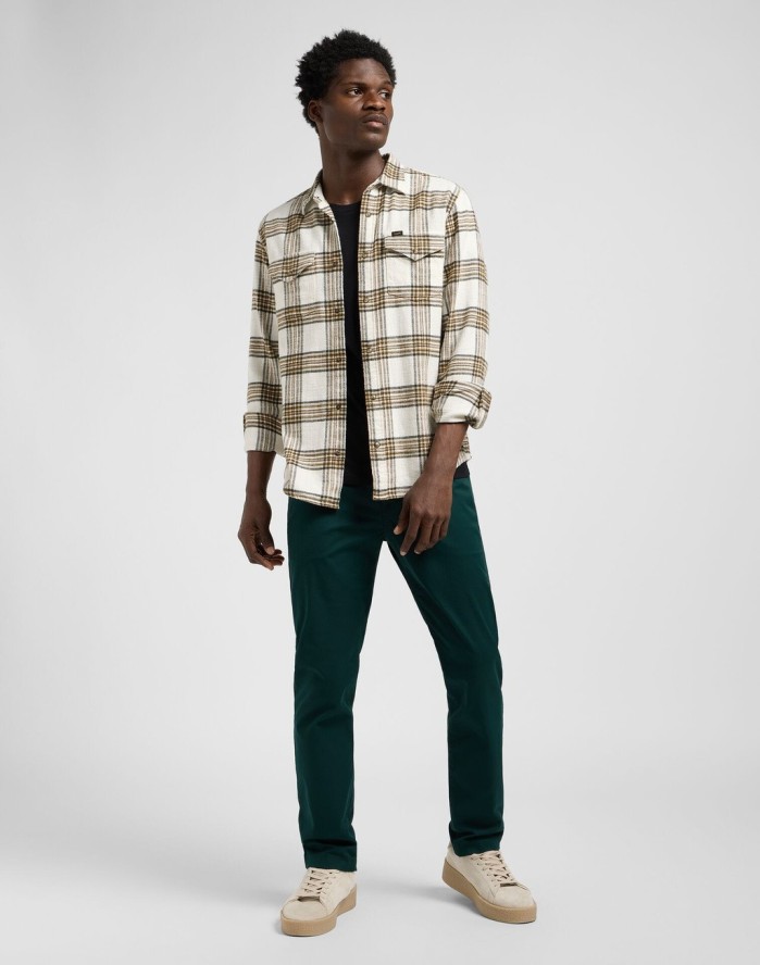 MESKIE SPODNIE LEE REGULAR CHINO JADE FOREST 112370607
