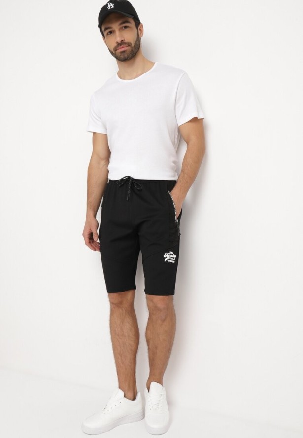 Czarne Szorty Dresowe z Zasuwanymi Kieszeniami Elawn