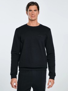 Bluza męska ze splotem pique czarna Wiler 906