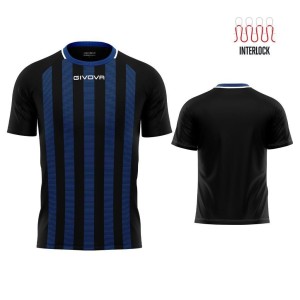 T-shirt sportowy Givova Rugby Czarno-królewski Niebieski