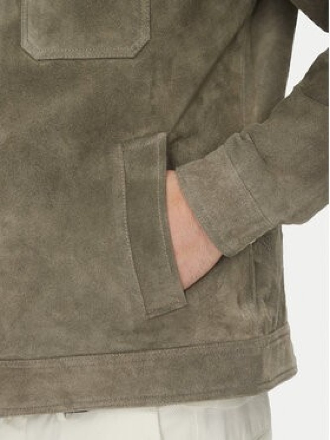 Serge Pariente Kurtka skórzana Cred Szary Regular Fit