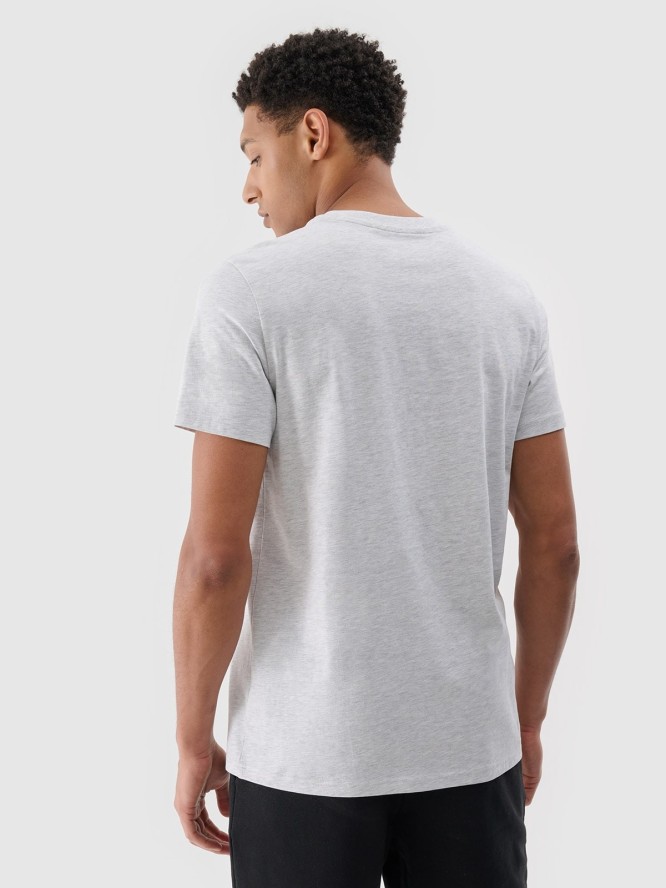 4F T-shirt regular z nadrukiem męski - szary S
