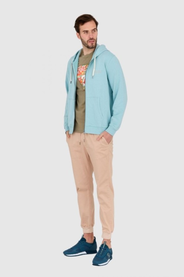 GUESS Turkusowa męska bluza rozpinana slim fit, Rozmiar S