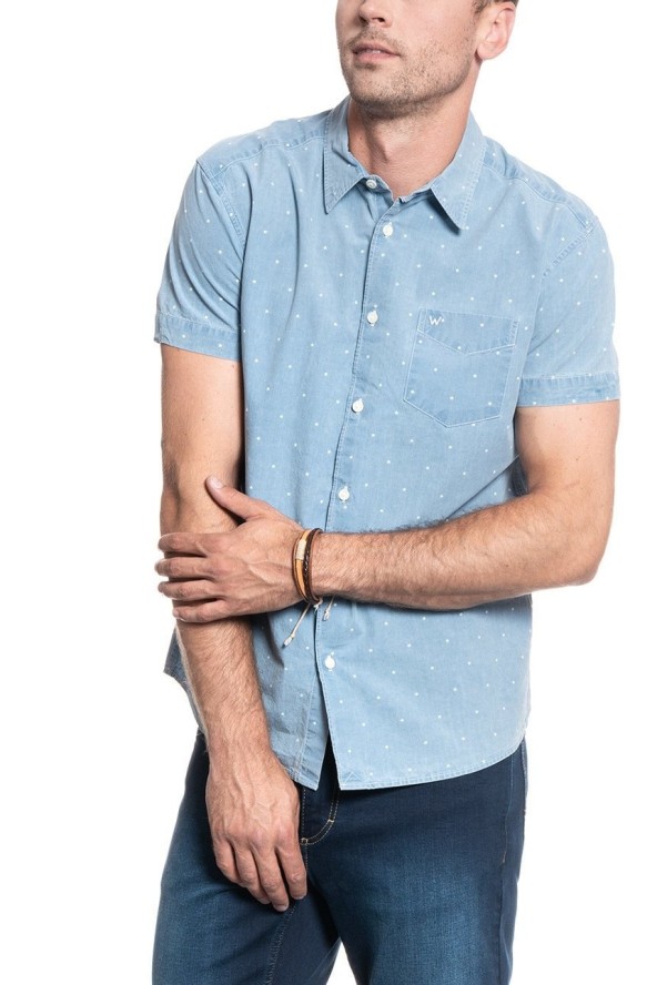 WRANGLER SS 1 PKT SHIRT CERULEAN BLUE W5L56GXVT 112130199