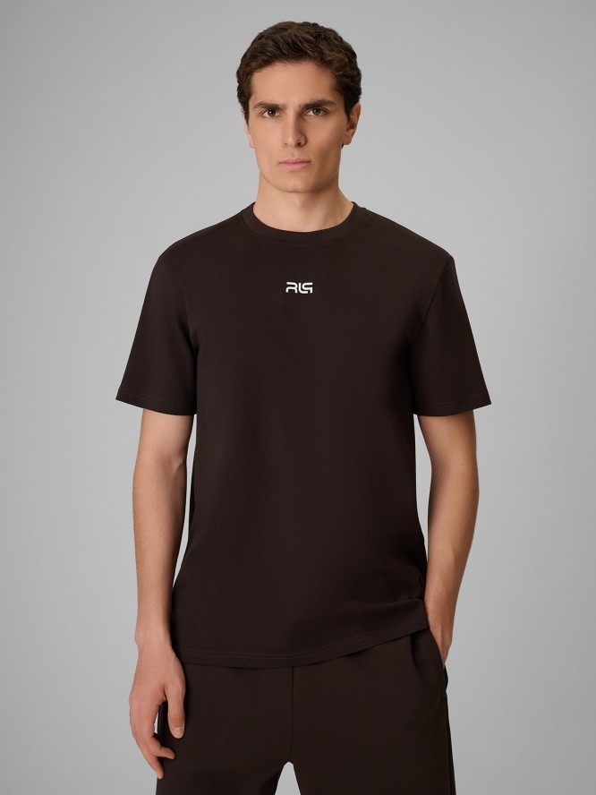 4F T-shirt regular gładki męski 4F x Robert Lewandowski - brązowy M