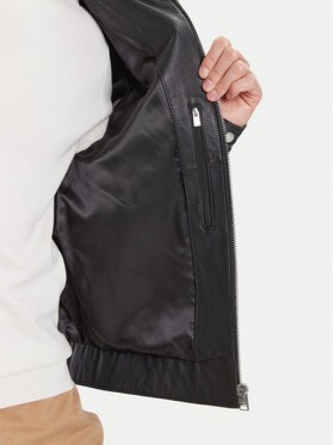 BOSS Kurtka skórzana H-Mapson4 50543214 Czarny Regular Fit