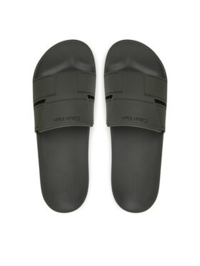 Calvin Klein Klapki Pool Slide Double T HM0HM01752 Khaki