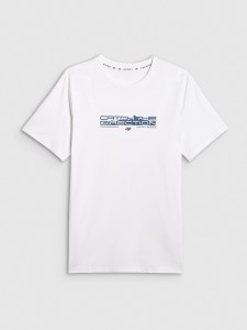 4F T-shirt regular z nadrukiem męski - biały XL