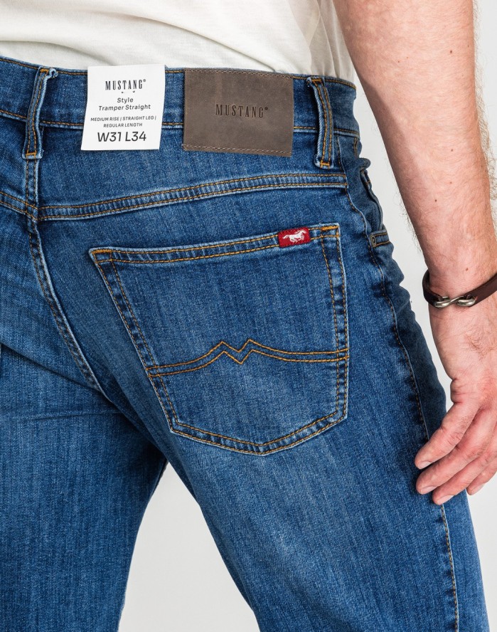 Męskie Spodnie Jeansowe Mustang Style Tramper Straight Denim Blue 1017121 5000 782