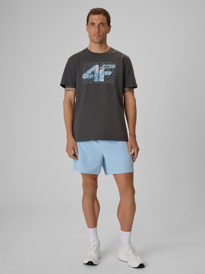 4F T-shirt regular z nadrukiem męski - szary XL