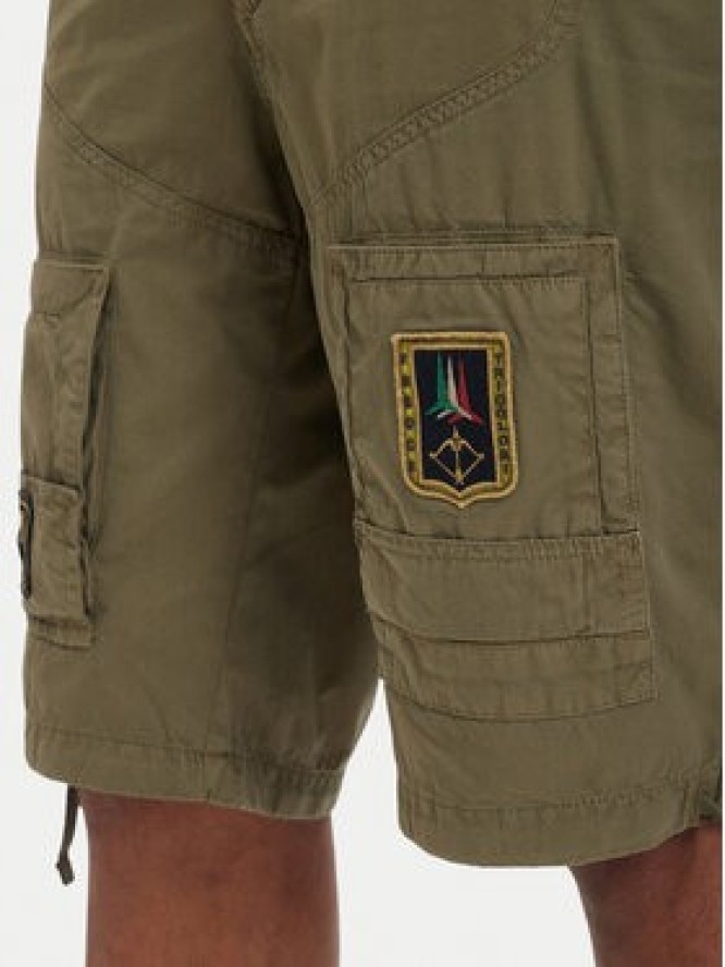 Aeronautica Militare Szorty materiałowe 261BE0041UCT01122 Zielony Regular Fit