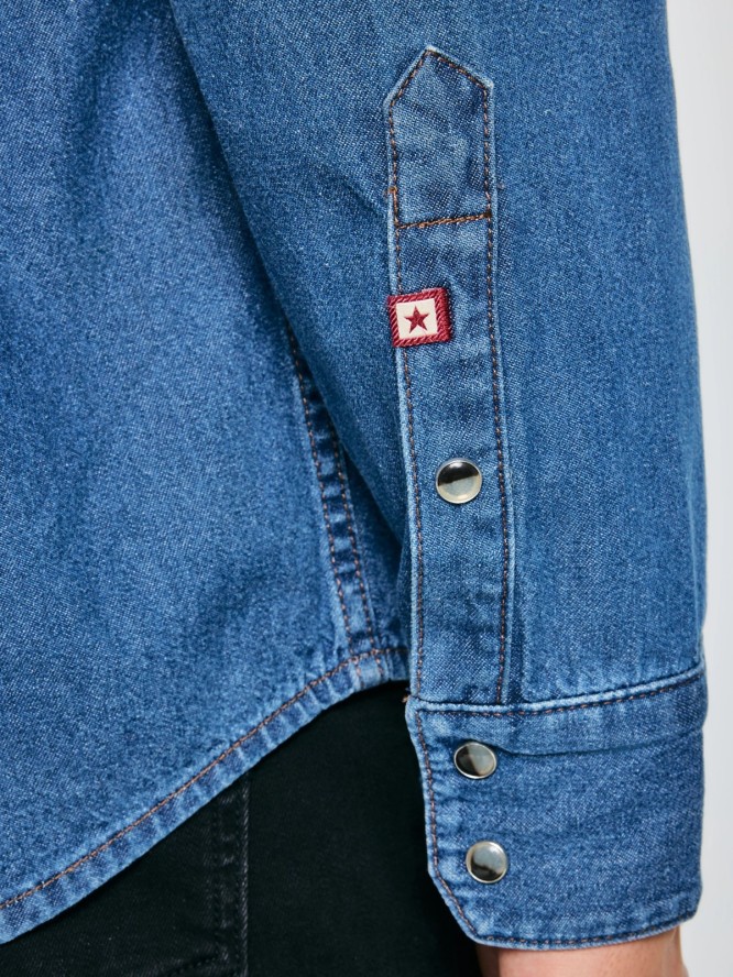 Koszula męska jeansowa niebieska Western 121