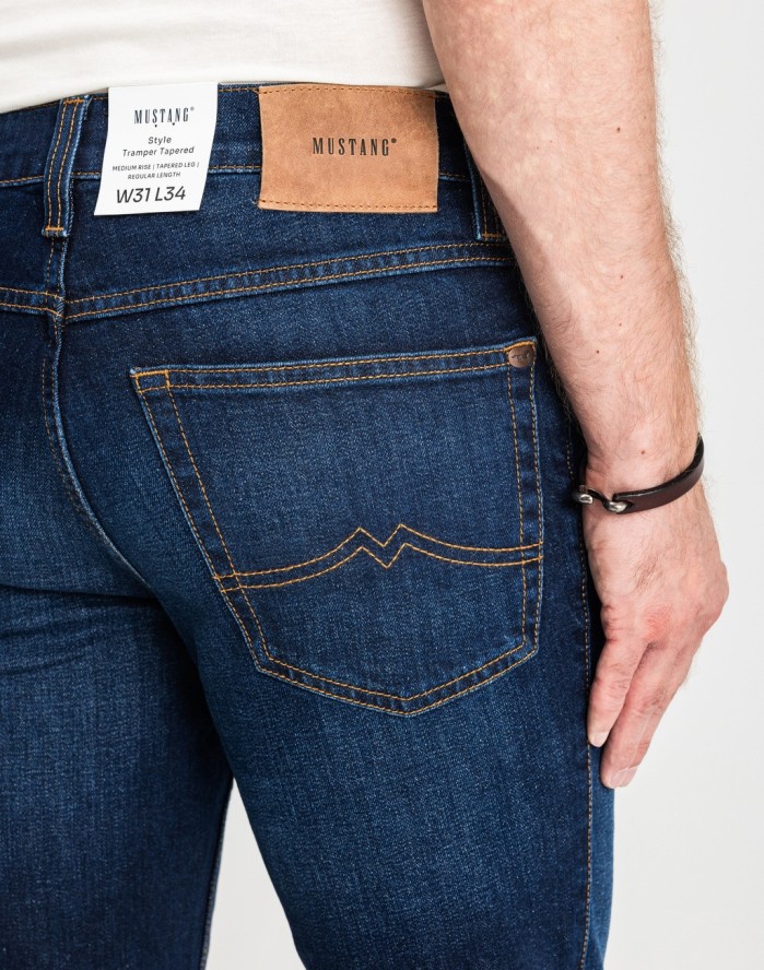 MUSTANG TRAMPER TAPERED MĘSKIE SPODNIE JEANSOWE JEANSY DŻINSY DENIM BLUE 1015352 5000 982