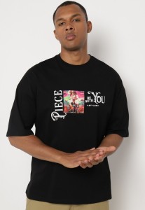 Czarna Koszulka z Bawełny Ozdobiona Naszywkami Ranessa