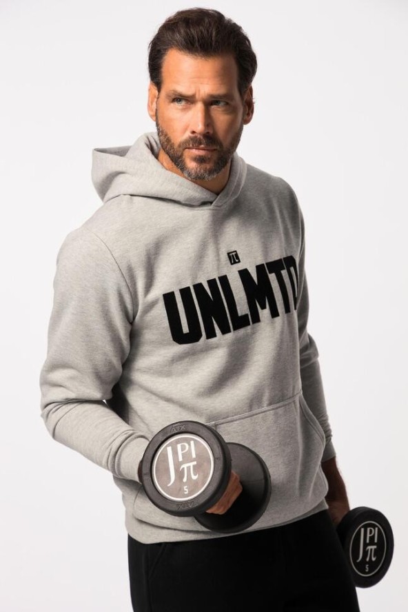 Męska Bluza z kapturem fitness dzianina dresowa kaptur nadruk flokowany