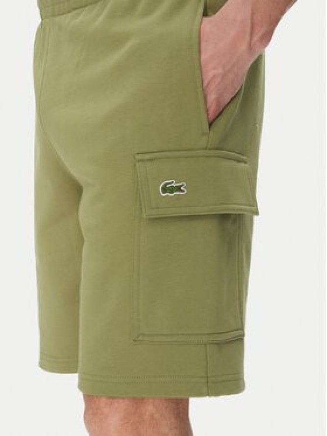 Lacoste Szorty sportowe GH9743 Khaki Regular Fit