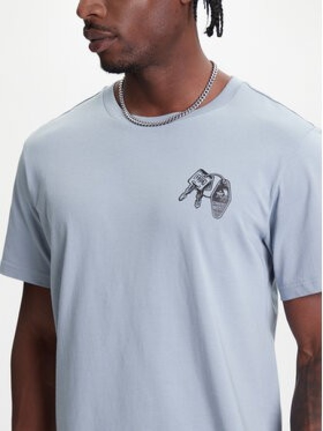 Converse T-Shirt Skeleton Party 10027726-A03 Błękitny Regular Fit