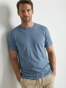 Bawełniana koszulka z krótkim rękawem - niebieski