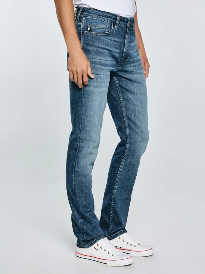 Jeansy męskie dopasowane niebieskie Terry High Waist 329