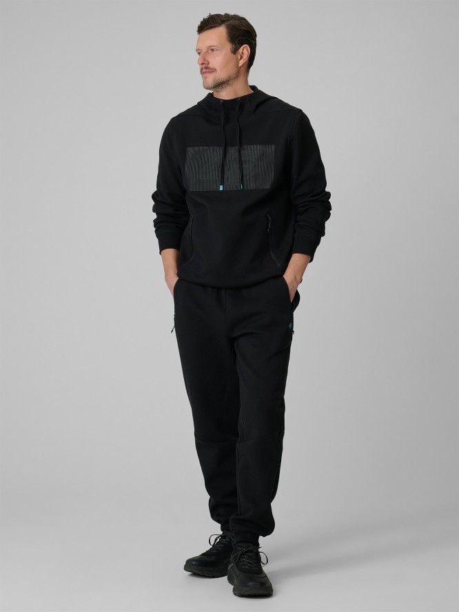 4F Bluza dresowa regular z kapturem męska - czarna S