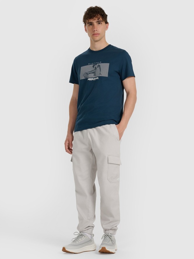 4F T-shirt regular z nadrukiem męski - granatowy XL