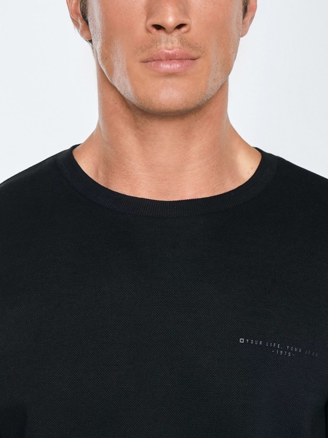 Bluza męska ze splotem pique czarna Wiler 906