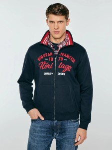 Bluza męska rozpinana z dużą aplikacją granatowa Shon 403