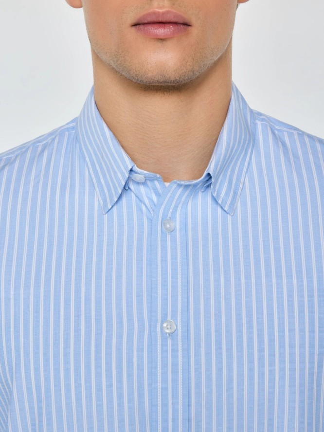 Koszula męska w prążek błękitna Gibinor 400
