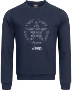 Męska bluza z okrągłym dekoltem Jeep Star, cała niebieska