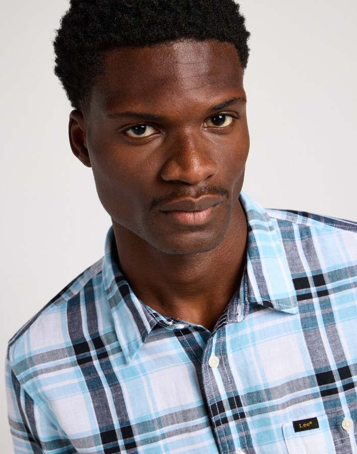 LEE LEESURE SHIRT MĘSKA KOSZULA W KRATĘ PREPPY BLUE 112349056 L66N044970