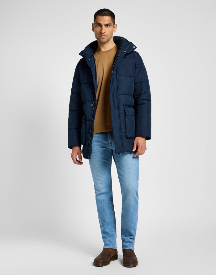 LEE MĘSKA KURTKA ZIMOWA LONG PUFFER JACKET RIVET NAVY 112355663 LD48015599