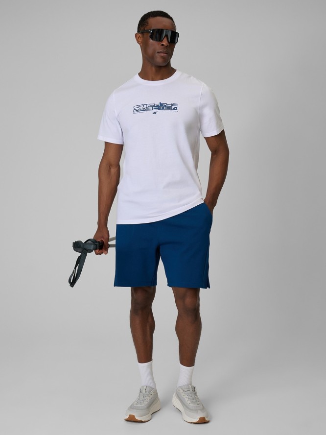 4F T-shirt regular z nadrukiem męski - biały XL