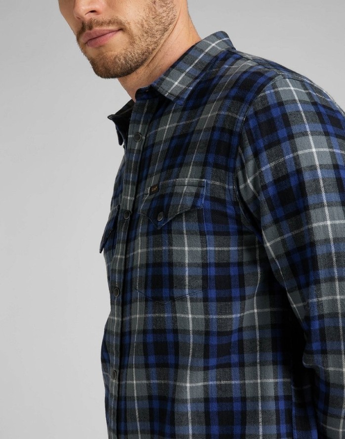 LEE CLEAN WESTERN MĘSKA KOSZULA W KRATĘ ANTHEM BLUE L66RDH21 112322655