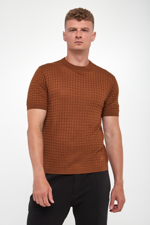 T-shirt męski dzianinowy z wełną EMPORIO ARMANI