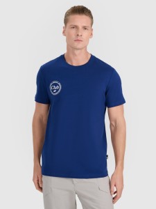 4F T-shirt regular z nadrukiem męski - granatowy M