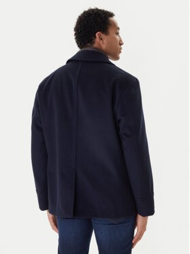 Bugatti Płaszcz wełniany 874228-81063 Granatowy Regular Fit