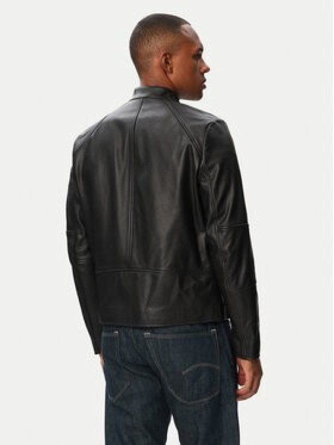 HUGO Kurtka skórzana Likos 50564039 Czarny Slim Fit