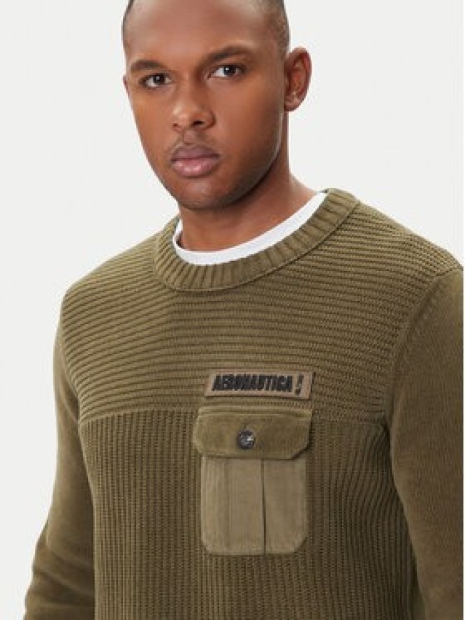 Aeronautica Militare Sweter 252MA1573UL00539 Zielony Regular Fit