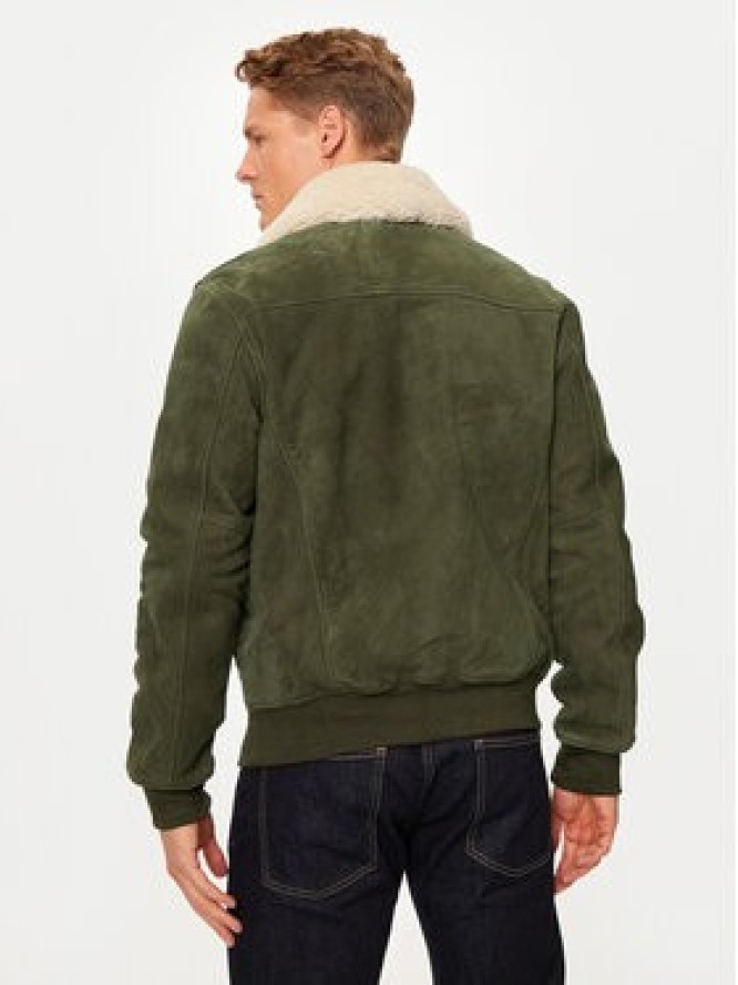 Schott NYC Kurtka skórzana LC2410S Zielony Regular Fit