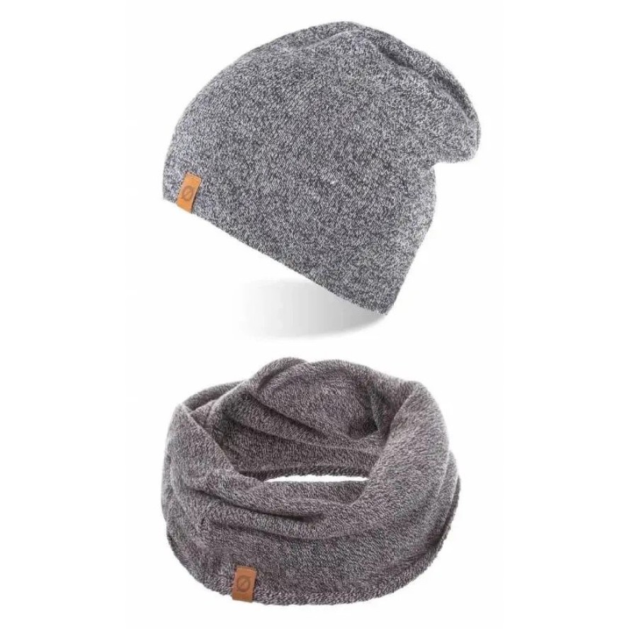 Zestaw zimowy Brødrene czapka komin 103126 j. szary