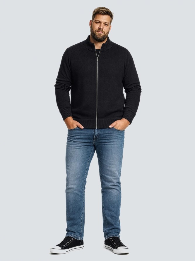 Sweter męski rozpinany ze stójką czarny Anton 906