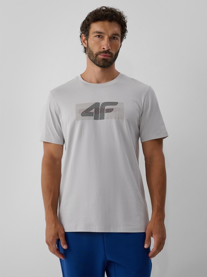 4F T-shirt regular z nadrukiem męski - szary M