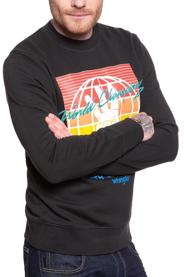 BLUZA WRANGLER GLOBE SWEAT FADED BLACK W6C5HXXV6 112130708